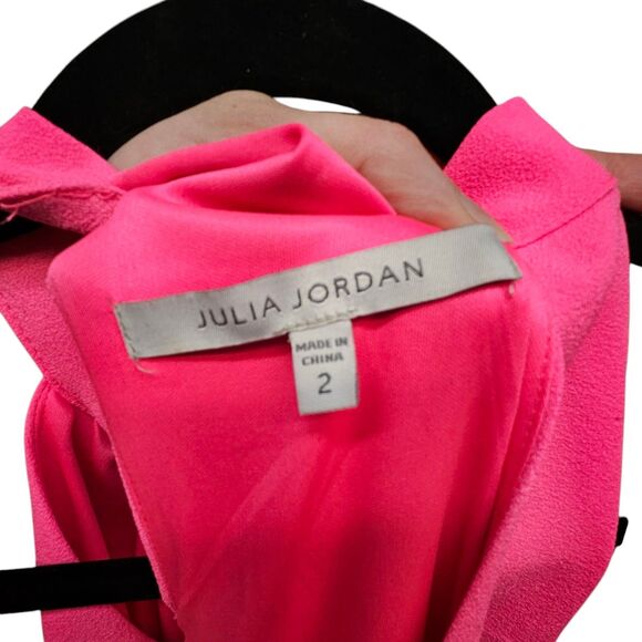 NWT Julia Jordan Midi Dress Women's 2 Fuchsia Pink Knot-Neck Tulip Hem (1111) - Picture 8 of 8